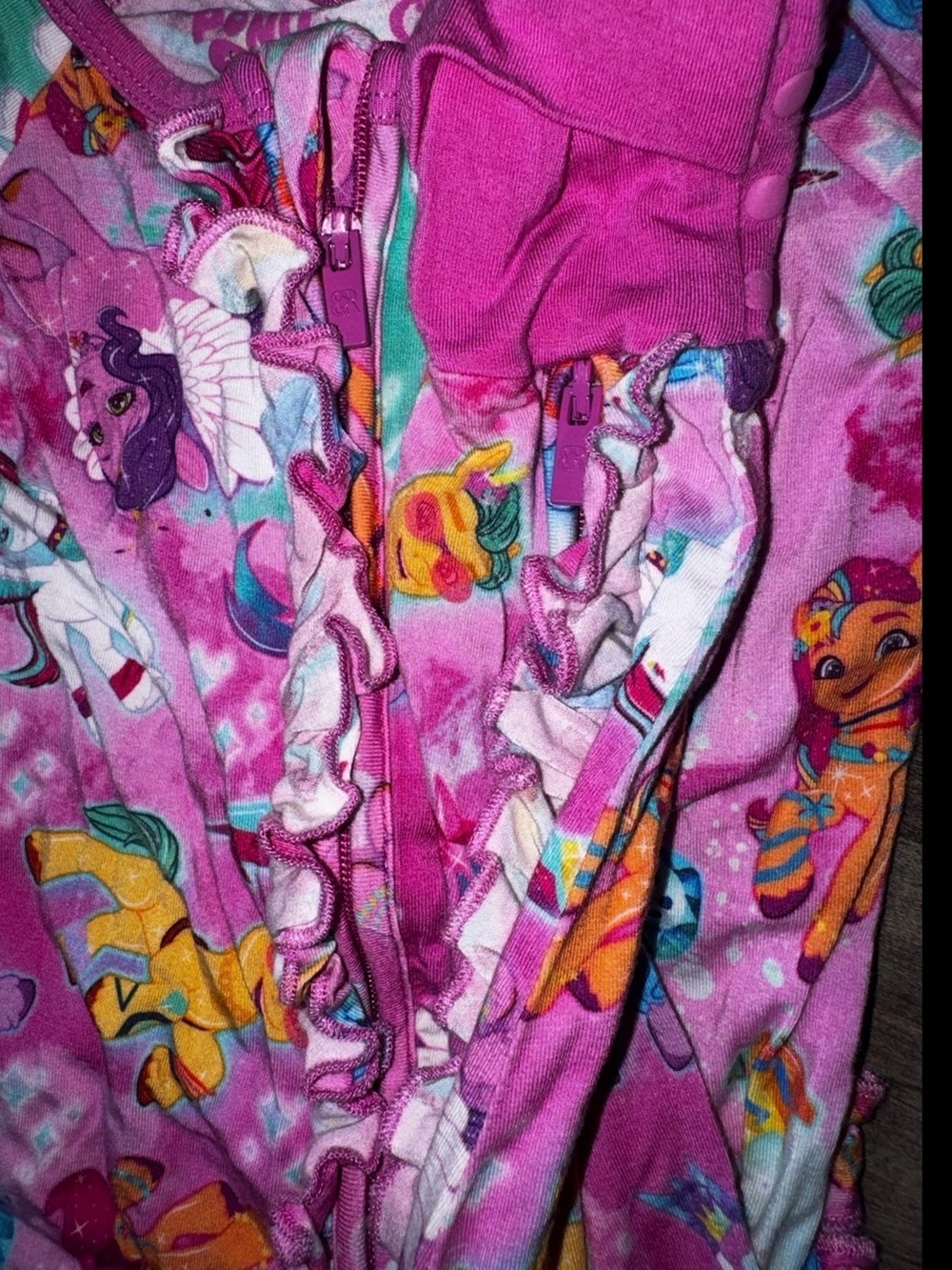 Bums & Roses × My Little Pony Ruffle Convertible Footie 18-24M Bamboo Pink - Picture 6 of 9